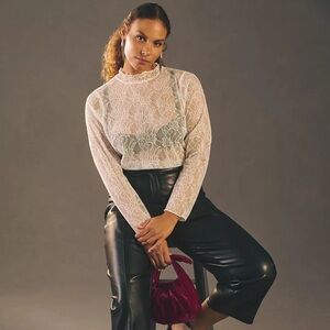 Nwot Anthropologie Chic Lace Blouse - Light Pink